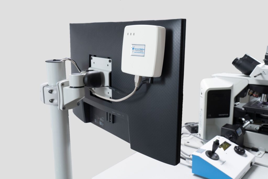 Rear view of monitor that is part of RMT's portable roll-cart.